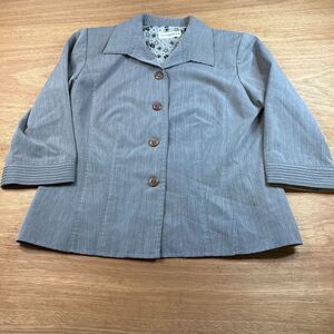Sag Harbor Women’s Gray Jacket Blazer Small 3/4 Sleeve Career Office Lightweight